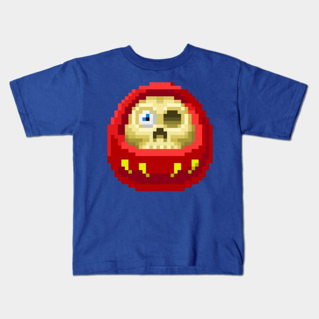 8 Bit Daruma doll Skull Kids T-Shirt by EvilTees